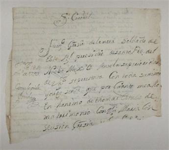 (NEW MEXICO.) Marriage petition signed by a colonial governor of Nuevo Mexico.